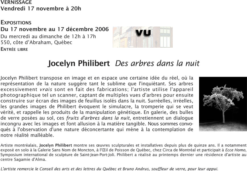 jocelyn philibert Des arbres dans la nuit<br />Trees in the Night